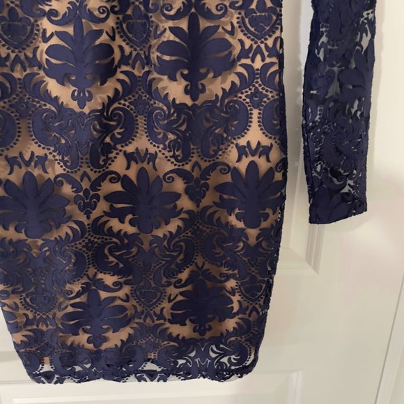 H&M - Navy Blue Full Sleeve Bodycon Lace Dress - Picture 4 of 6